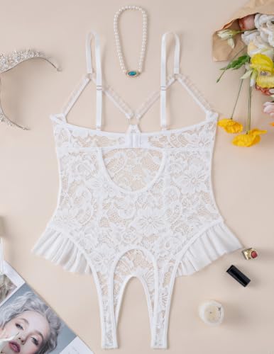 Image of Avidlove Women One Piece Lingerie Sexy Lace Babydoll Mini Bodysuit