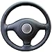 Funda para volante de coche de piel negra brillante para Volkswagen VW Golf 4 Passat B5 1996-2003 Skoda Fabia RS 2003 Polo 1999-2002 Seat Leon 1999-2004.