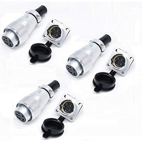 3 Sets P20 Luftfahrtstecker-Buchsenverbinder, 20 mm, vorwärts Einbauloch, 7-polig, Stecker und Buchse (7-polig) Cover