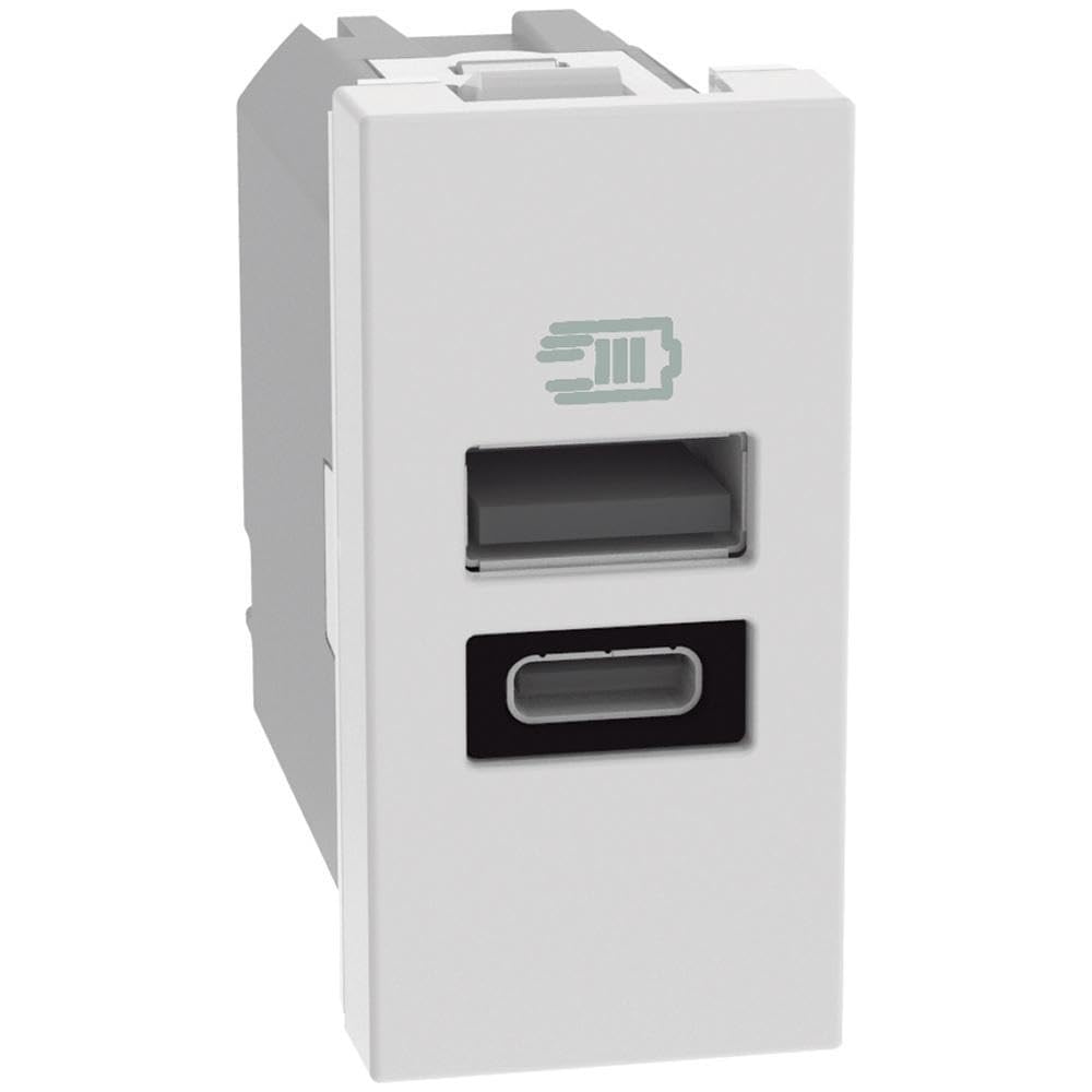 BTICINO MatixGO JW4191AC Socket with USB Port 1 Module White USB Charger with One Type A Port and One Type C, 15 W-image-47