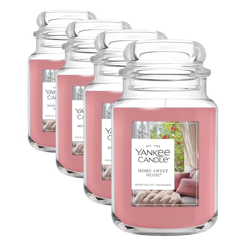Image of Yankee Candle Home Sweet Home Scented Candle, 22oz Large Jar, Up to 150 Hour Burn Time, Giftable (Pack of 4)