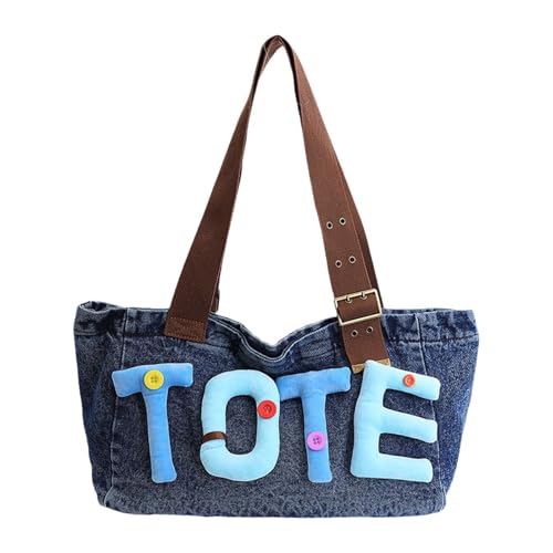 Sac Fourre-Tout en Denim Bleu Profond - Sac Bandoulière Cowboy Ajustable et Cabas en Jean