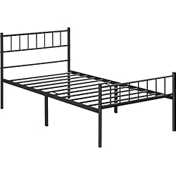 Somier 1.35 Segunda Mano Yaheetech 90 x 190 cm Cama Individual Doble de Metal para Adultos Gran Espacio Moderna Negro