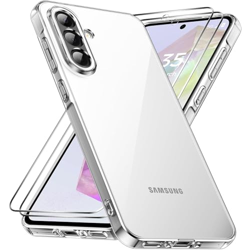 caslord Hülle für Samsung Galaxy A36 5G 1 Handyhülle mit 2 Stück Hartglas Weiche TPU Transparent Stoßfest Schutzhülle Durchsichtige Kratzfest Handyhülle Case Cover