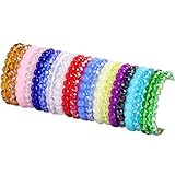 Svovin 20 Pcs 8mm Crystal Glass Beaded Bracelet Set for Women Men Elastic Stretch Handmade Round Fac