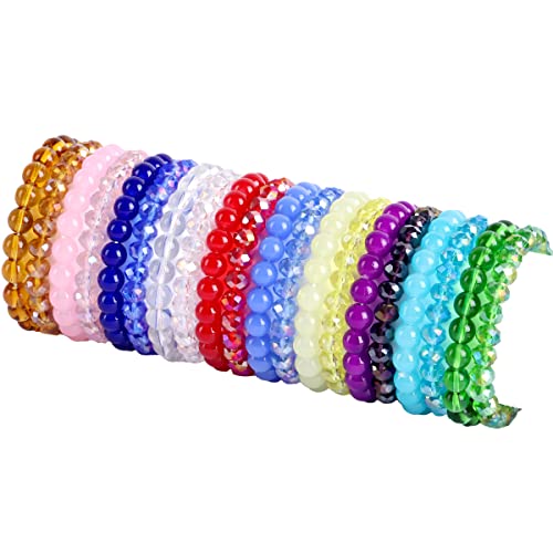 Svovin 20 Pcs 8Mm Crystal Glass Beaded Bracelet Set For Women Men Elastic Stretch Handmade Round Faceted Beaded Bracelets #TOP14