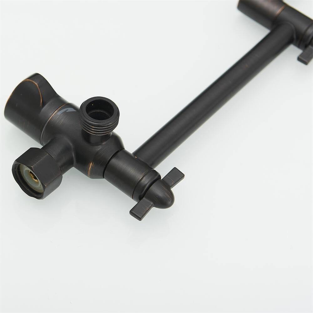 12 Inch Brass Adjustable Shower Head Extension Arm Flexible Height & Angle Shower Arm with Lock Joints and Diverter Valve, Universal Connection Pipe Height Extending,Oil Rubbed Bronze