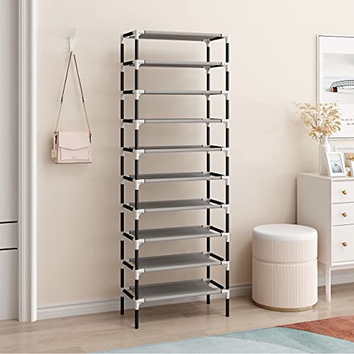 Image of 4-Tier Shoe Storage Rack | Space-Saving Free-Standing Shoe Organizer | Durable Metal Frame with Open Shelves | Ideal for Entryway, Closet, Bedroom (Black)