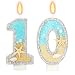 ElekFX 10th Birthday Candle for Cake, Beach Starfish Sequins Candles, 2.76 inch Cake Topper Decoration for Birthday Party (Number 10)