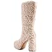 JilTrdWei Mid Calf Furry Boots for Women, Fluffy Platform Boots with Chunky High Heel, Warm Faux Fur Winter Fashion Boots with Side Zipper, Statement Teddy Boots for Fall Winter Festivals-beige-9
