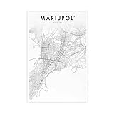 QOGDAF Mariupol Ukraine-Karte auf Leinwand, Poster, 