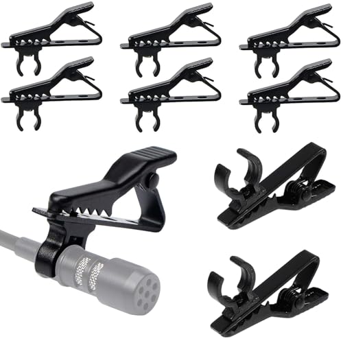 Solapa de Micrófono,10 Piezas Micrófono de Solapa Tie Clip,Metálico Clip Micrófono,Lavalier Microphone Abrazadera Micrófono Lavalier Conferencias Clip para Micrófono de Solapa,Repuestos Negros