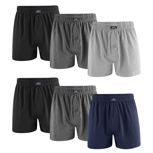 L&K Sparpack Set 6 Boxershorts Men Herren Webboxer mit Klassische Designs Unterwäsche Männer Baumwolle 1405A XL