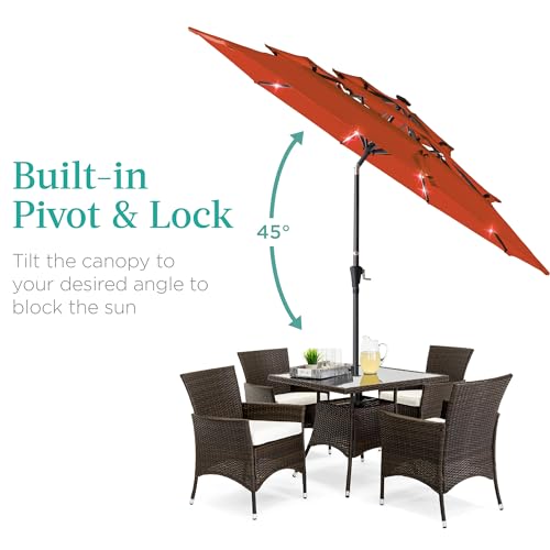 image for Best Choice Products 10ft 3-Tier Solar Patio Umbrella, Outdoor Market 