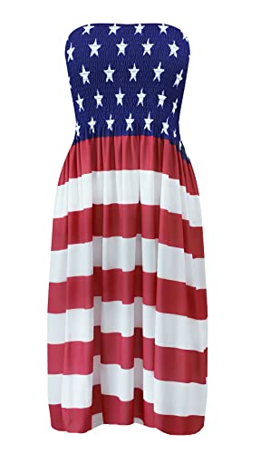 Image of Zyyfly Tube Top Dress Women Summer Beach Coverup Stretch Smocked Strapless Dress