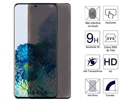 Película De Privacidade Vidro Temperado Para Samsung Galaxy S20 Plus com Tela de 6.7 Proteção Anti I