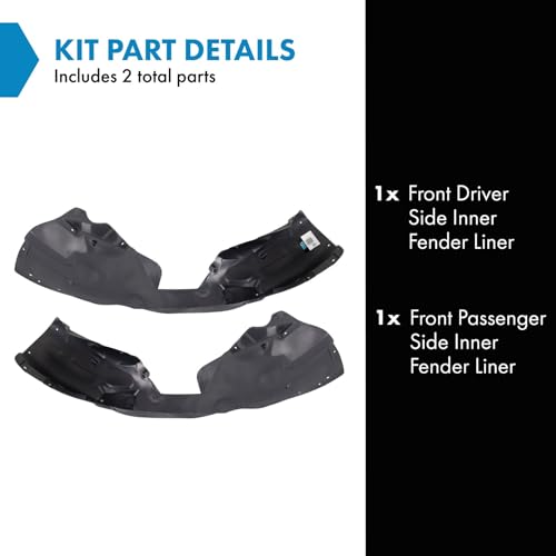 Image of TRQ Front Driver and Passenger Side Inner Fender Liner Set Compatible with 2015-2017 Chrysler 200