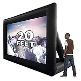 GYUEM 20 feet Inflatable Portable Projector Movie Screen - Huge Air-Blown Cinema Projection Screen Package with Rope, Blower,Tent Stakes - Front & Rear Projection,for Outdoor Party Backyard Pool Fun