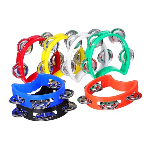 SUPVOX 7 Pcs Percussion Instrument Hand Tambourine Musical Instrument Maker Rhythm Bells Jingle Half Moon Tambourine Wrist Instruments Handheld Mini Plastic