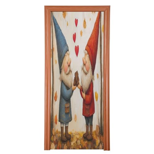 FLildon Valentine Gnome Couple Door Cover Decoration, Party Accessory Porch Decor for Festive Ornament Room Door Covers 32 x 79 Inch
