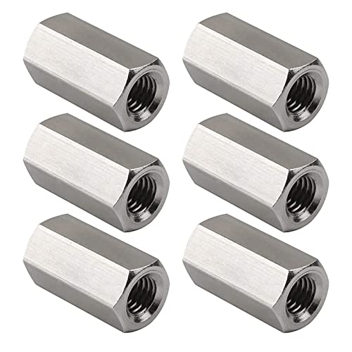 Niooliuk M8 X 1.25-Pitch 24Mm Length Metric Hex Coupling Nut 304 Stainless Steel Rod Coupling Nuts, 6-Pack #TOP8