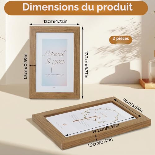 Dianfen 2 Cadres pour photos 10x15 cm, Cadres photo vintage en MDF – vue 2