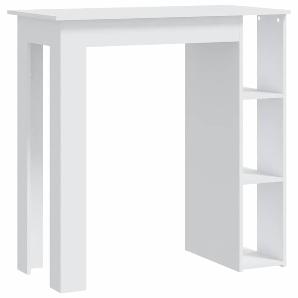 Mesa de bar blanca de madera 102x50 cm para cocina con 3 estantes