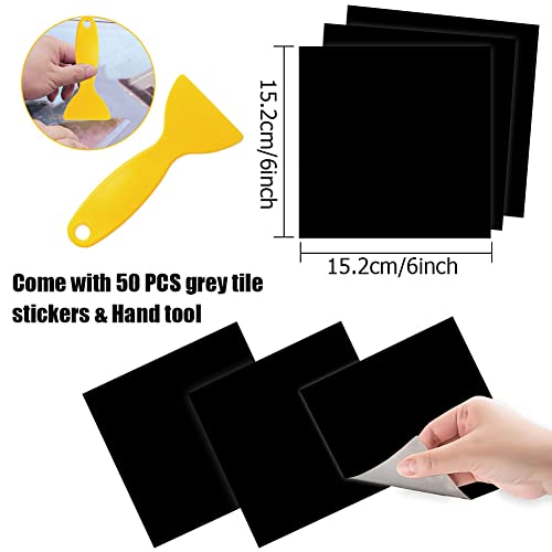 Holoras Tile Stickers, 50Pcs Peel And Stick Tile Stickers Self Adhesive 6'' X 6'' Wall Sticker Waterproof Oilproof Removable For Kitchen And Bathroom Home Decor (Black) #TOP2