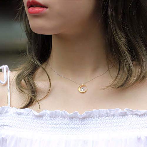 Cute Bunny Rabbit On The Moon Pendant Necklace for Women Teen Girls S925 Sterling Silver Hypoallergenic Dainty Tiny Crescent Choker 18" Chain Collar Delicate Animal Jewelry Gifts Box for Daughter4