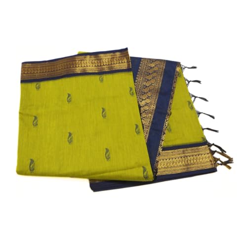 Image of Pure Kalyani Cotton Saree | Zari Border & Blouse Piece - Lata Gadwal Design | Traditional Saree