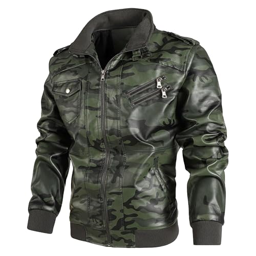 Manteau aviateur à capuche homme veste de motard chaude similicuir XL