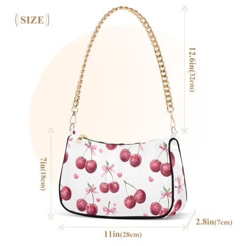 Clutch Shoulder Bags Tote Evening Purse Handbags for Women Bow Cherry Hobo Bags with Zipper Closure3