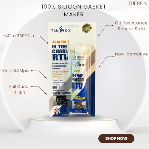 RTV Silicone Instant Gasket Maker Grey 45g Tube – High Temp 662°F Flexible Sealant for Automotive, Engine, Exhaust, and Industrial Repairs, Oil & Fluid Resistant Adhesive