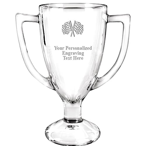 Image of Crown Awards 7 inch Custom Engraved Cup Trophy, Personalized Glass Cup Award with Your Text