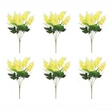 Set di sei steli di giacinto di lavanda artificiale, 35 cm, fiori realistici in seta in colori misti, tra cui viola scuro, viola, giallo, bianco, rosa, per interni ed esterni, decorazione da giardino