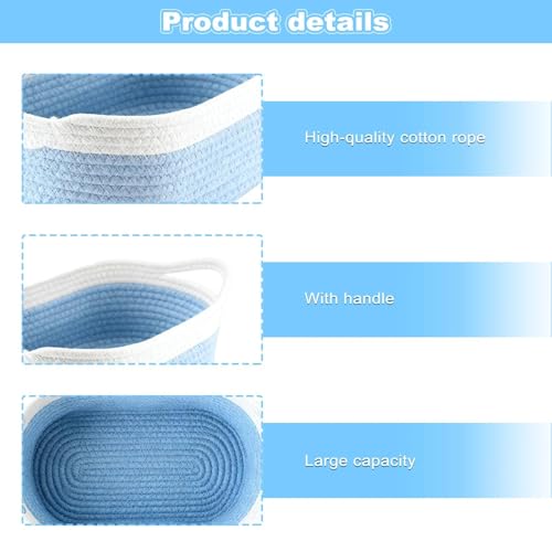 Empty Hamper Basket Gift Set, Gift Basket Hamper Kit, Blue Woven Basket with Cellophane Bags Raffia Pull Bows Greeting Card, Gift Baskets for Baby Shower Wedding Birthday and Housewarming - Image 2