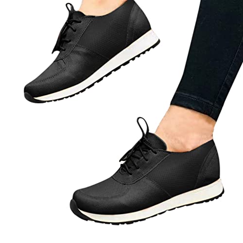 Atmungsaktiv Laufschuhe Damen Schwarz, Mode Wanderschuhe Atmungsaktiv Joggingschuhe mit Weicher Sohle Bequeme Straßenlaufschuhe Casual Slip Tennis Schuhe Running Shoes Sneaker Damen Laufschuhe