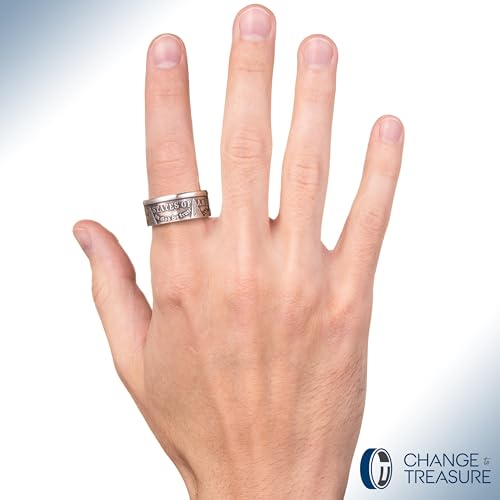 CHANGE TO TREASURE Morgan Silver Dollar Coin Ring – Handmade in USA from 1921 US 90% Silver – Men’s & Women’s Coin Jewelry, Sizes 7–17 (Patina, 12.5)