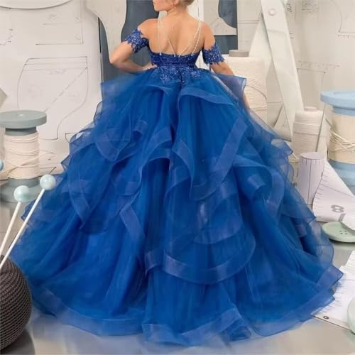 Flower Girls Laces Embroidered Pageant Dresses for Kids Plus Size Layered Tulle First Communion Gowns for Children2