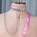 FAYERXL Leather Collar Chain Leash Set With Name Letters,Punk Gothic Rock Choker Necklace for Women Men Cosplay Party Gifts (GOOD 1-PK)