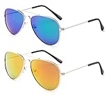 Kyra Kids Newbee Fashion Classic Aviator Sunglasses Flash Lense Metal Frame UV Protection for Girls & Boys