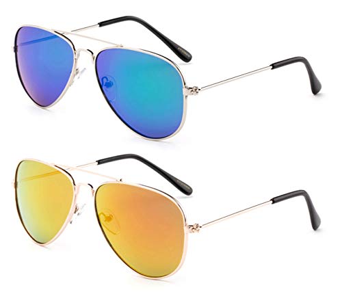 Kyra Kids Newbee Fashion Classic Aviator Sunglasses Flash Lense Metal Frame UV Protection for Girls & Boys