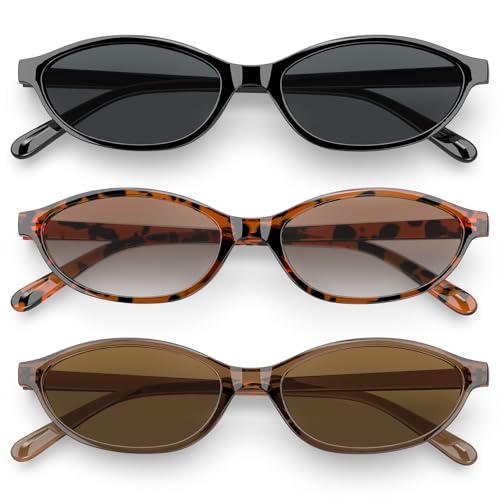 QALLY Retro Oval Womens Sunglasses Cat Eye Sunglasses for Women: Chic 90s Sunnies Lightweight Trendy UV protection Sun Glasses