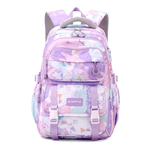 MITOWERMI Purple Backpack for Girls Bookbag Kids School Bags Multi-pocket Girls Backpack for School Elementary Students Schoolbags Teens Back packs (Purple)