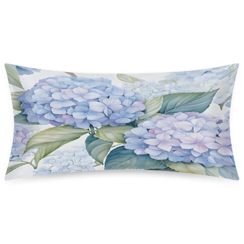 TULIMET Satin Pillowcase for Hair and Skin Watercolor Hydrangea Flower Pillow Cases with Zipper Smooth and Soft Breathable Pillow Cover 20X 40