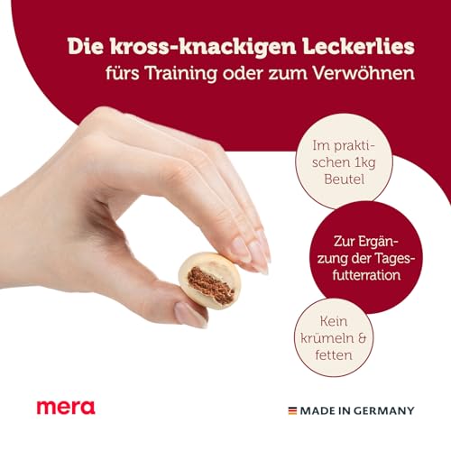 MERA Bakery Meaty Rolls Mix (1kg), Hundeleckerli für Training oder als Snack, Leckereien für Hunde aus natürlichen Zutaten, schonend gebackene Hundekekse