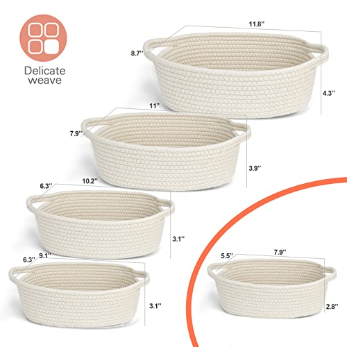 Mzvul Cotton Rope Storage Basket, 5 Pcs Woven Baskets For Organizing, Toy Storage Small Baskets, Cuboid Woven Storage Basket With Handles For Baby Nursery, Bathroom Organizer Bins (Beige) #TOP5