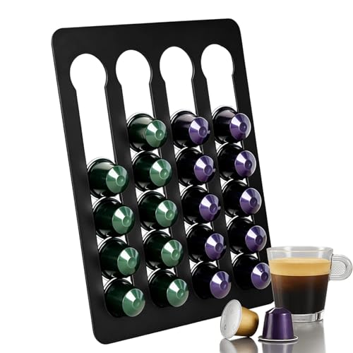 SHENGYIG Soporte para cápsulas, soporte de pared sin taladrar, soporte para cápsulas, 25 x 20 cm, adecuado para guardar cápsulas de café, se puede colocar en paredes de cocina y armarios (autoadhesivo