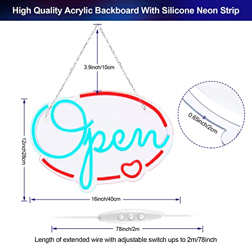 Fitnate Open Sign For Business, Brightness Adjustable Neon Open Sign 16"X 12" Usb Powered Ultra Bright Led Light Sign For Window Bar Store Party Decor #TOP7