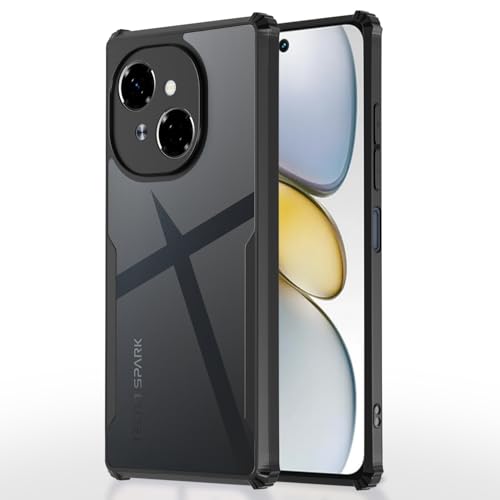 Image of Pikkme Crystal Clear Transparent Back Cover | Ultra Hyrbid | Full Camera Protection | Raised Edge | Bumper Case for Tecno Spark Go 1 (Black)